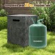 Propane tank cover table made of magnesium oxide, compatible with 20 lbs propane tank, ideal for outdoor storage.