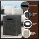 Propane tank cover table with cut-out handles, adjustable foot pads, and rain cover for outdoor gas tank storage.