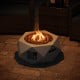 Side view of the 28-inch hexagon terrazzo propane fire pit table, showcasing its sleek design and efficient stainless.