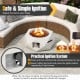 Hexagon terrazzo propane fire pit table with stainless steel burner, featuring adjustable flame control for outdoor.