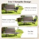 Patio convertible sofa in gray, shown as a chaise lounge chair, made of PE rattan with quick dry foam, ideal for.