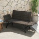 Side view of the patio convertible sofa for 2 in gray PE rattan, featuring quick dry foam and sturdy metal frame for.