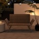 Patio convertible sofa for 2 in gray PE rattan, adjustable armrests, perfect for backyard or poolside relaxation.