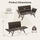 Dimensions of the gray patio convertible sofa, seating up to 2, with quick dry foam and sturdy metal frame for outdoor.