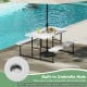 Rectangular picnic table bench set for 2-4 people, white HDPE surface with built-in umbrella hole, ideal for outdoor.