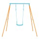 Outdoor heavy-duty metal toddler swing set in orange with adjustable seat height and sturdy A-frame for stability.