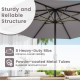 Gray outdoor heavy-duty market umbrella with crank handle and 8 sturdy ribs, ideal for backyard or beach use.