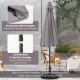 Gray outdoor market umbrella showcasing protective rib pockets and a convenient 2-section design for easy installation.