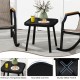 Tempered glass coffee table with rounded corners and sturdy metal frame, perfect for patio relaxation.