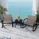 Two rocking chairs with wood-like armrests and a tempered glass coffee table, perfect for porch relaxation.