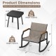 3 Piece Patio Rocking Bistro Set with Tempered Glass Coffee Table and Armrests for Porch - Gallery View 5 of 10