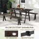 Outdoor picnic table and benches set for 6, featuring a wood-like surface and a 1.93" umbrella hole for patio use.
