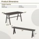 Dimensions chart for a 3-piece outdoor picnic table and benches set, showing weight capacity and adjustable features.