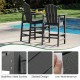 Bar height 2-seat Adirondack chair in gray with slatted design and built-in tray, perfect for poolside relaxation.