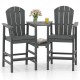 Adirondack chair set in gray with built-in tray, perfect for outdoor patio or garden relaxation.