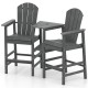 Two-seat gray Adirondack chair set with a connecting tray, made from weatherproof HDPE for outdoor relaxation.