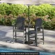 Gray 2-seat Adirondack chair set with double connecting tray, ideal for poolside relaxation and outdoor gatherings.