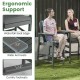 Bar height Adirondack chair with wide armrests and comfy footrests, perfect for patio relaxation and outdoor gatherings.