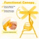 Adjustable yellow canopy on a 2-seater kids patio swing, designed for optimal sunshade and safety.