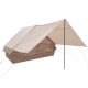 Beige 4-6 person inflatable camping tent with porch, featuring large windows and quick inflation for easy setup.
