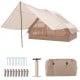Inflatable camping tent for 4-6 people in beige, featuring a spacious porch, waterproof material, and quick inflation.