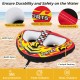 Towable tube with cockpit seating, heavy-duty PVC bladder, and durable nylon cover for water sports enjoyment.
