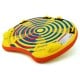 Brightly colored inflatable towable tube for 1 or 2 persons, featuring padded handles and quick connector for boating.