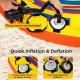 Close-up of the inflatable towable tube's valves, featuring quick inflation and deflation for water sports activities.