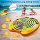 Inflatable towable tube for 1-2 persons with thick PVC bladder and nylon cover, perfect for boating and water sports.