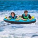 U-shaped inflatable boat tube with double valves, designed for 2-3 riders, ideal for lakes and oceans.