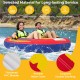 Two-person inflatable towable tube with heavy-duty PVC bladder and padded handles for safe water sports enjoyment.