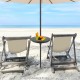 Patio umbrella table tray in black with adjustable adapters, ideal for beach and poolside use, lightweight and portable.