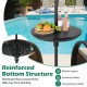 Adjustable black patio umbrella table tray with reinforced structure for stability, perfect for poolsides and backyards.