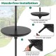 Patio umbrella table tray in black with adjustable adapters for various pole sizes, designed for easy installation and.