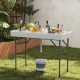Portable 4-foot ice cooler folding table with large sink, perfect for parties and outdoor events, featuring a sturdy.