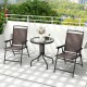 Folding patio chairs and round table set with rippled tempered glass, perfect for balconies and small outdoor spaces.