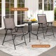 Folding patio chairs with sturdy metal frame and round table featuring rippled tempered glass, ideal for porches and.