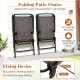 Folding patio chairs with breathable fabric and sturdy metal frame, designed for easy storage and transport.