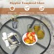 Round table with rippled tempered glass top, perfect for patio use, featuring durable metal frame and easy-to-clean.