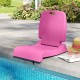 Foldable pink outdoor pool chair with back support, made of waterproof PE material, perfect for poolside relaxation.