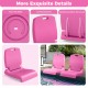 Pink foldable outdoor pool chair with back support, featuring a non-slip base and drainage holes for poolside use.