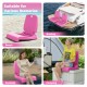 Foldable pink outdoor pool chair with back support, ideal for beach, boating, camping, and poolside relaxation.