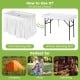 4 feet folding plastic party table with matching skirt, featuring a drain system, ideal for camping and gatherings.