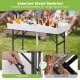 Folding 4-foot plastic party table with ice bucket and skirt, featuring rustproof powder-coated iron legs for.