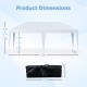 Dimensions of the 10 x 20 ft pop-up canopy tent with carry bag, ideal for parties and BBQs, showcasing stability.