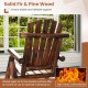 Outdoor Adirondack rocking chair made of solid fir and pine wood, featuring a high backrest for ergonomic support.