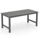 Gray HDPE outdoor dining table featuring strong metal supports and a spacious 67" x 32" tabletop, ideal for garden use.