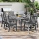 Gray HDPE outdoor dining table with umbrella hole, showcasing a spacious 67" x 32" surface for entertaining family and.