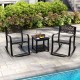 Brown patio rocking chairs with footrests and floral backrest, ideal for backyard relaxation by the poolside.