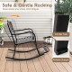 Patio rocking chair in brown with footrest, ergonomic design, and floral backrest, perfect for backyard relaxation.